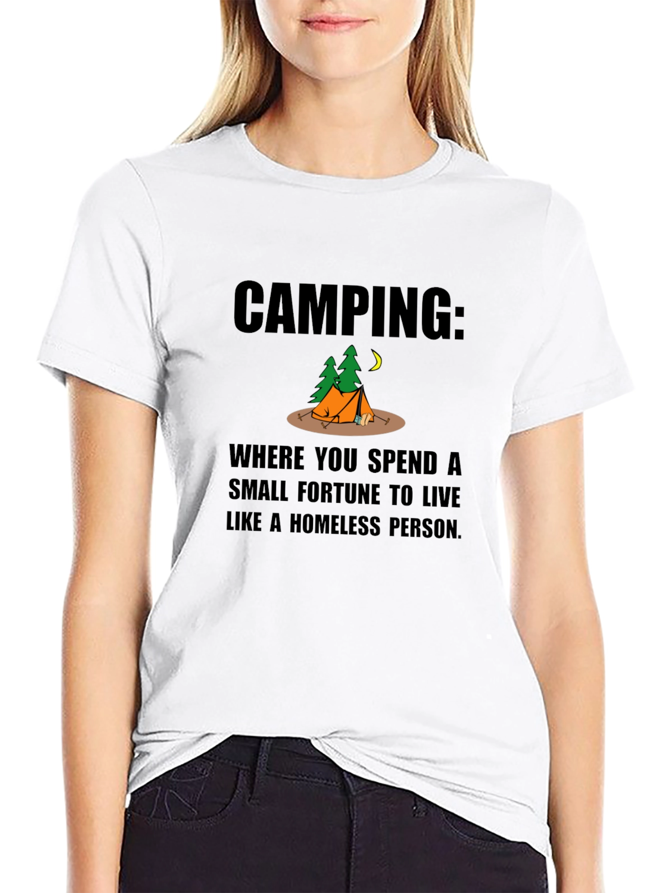 Camping Homeless Person Funny Graphic T-Shirt