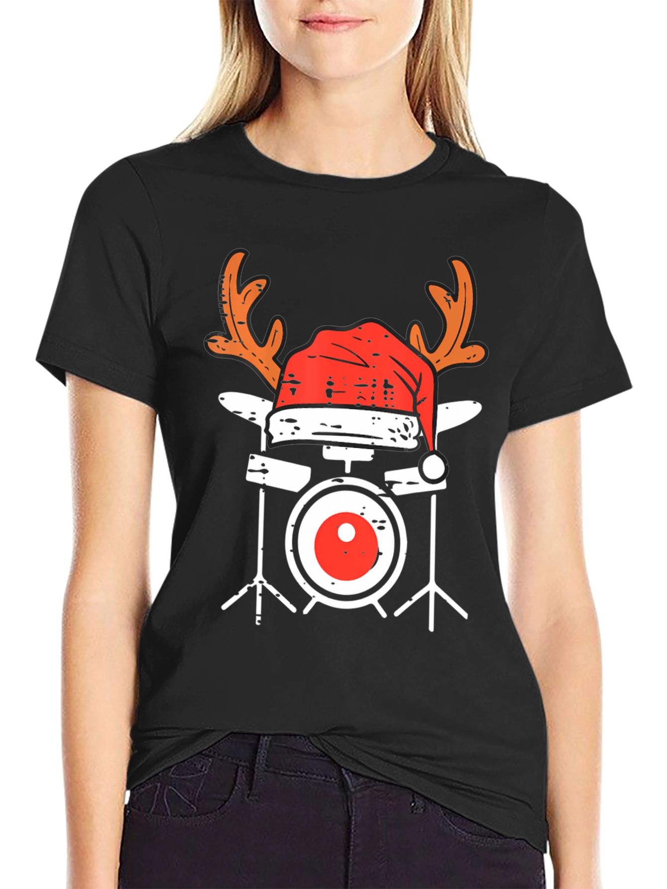Festive Drum Set T-Shirt - Holiday Music Apparel