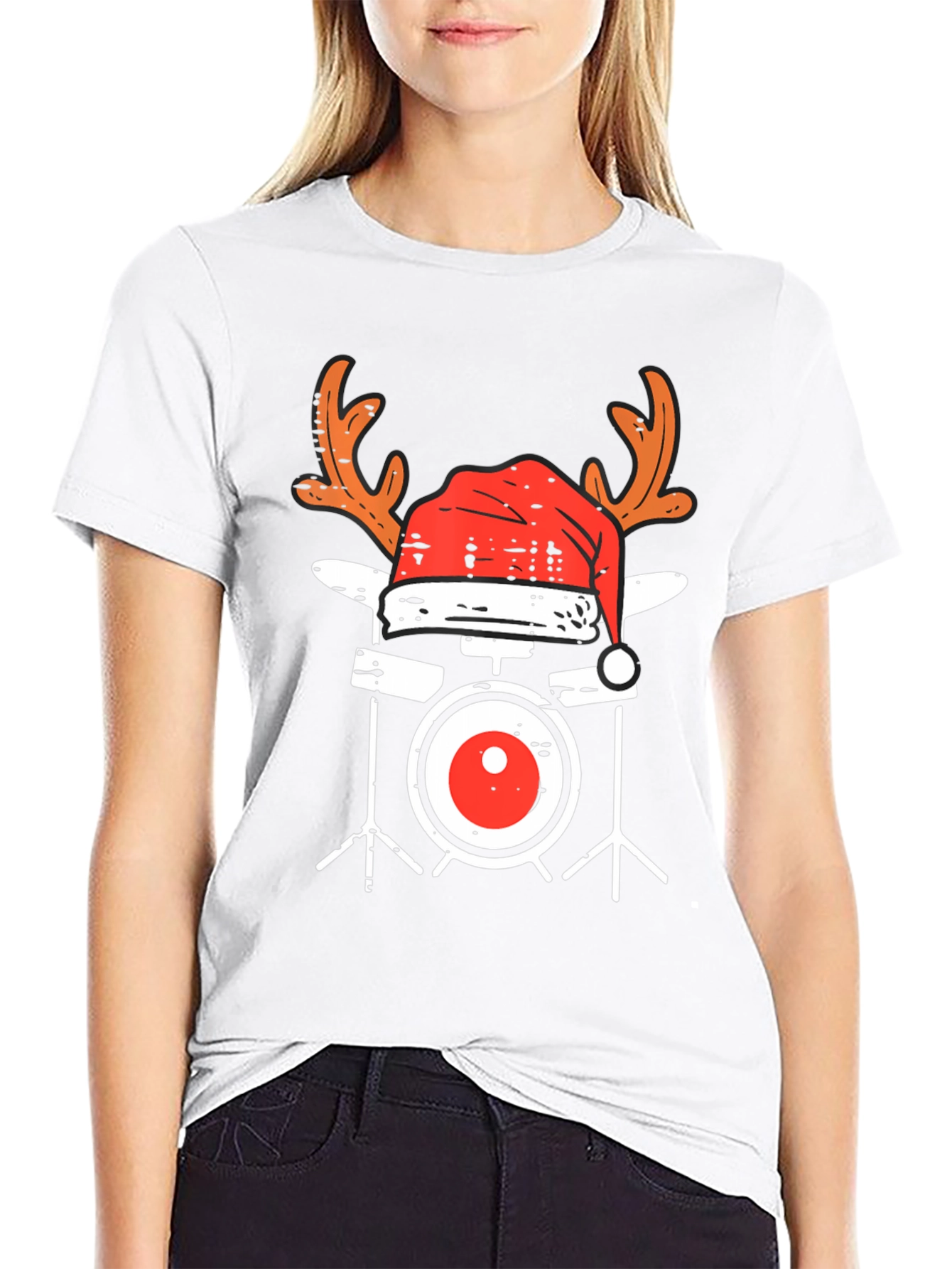 Festive Drum Set T-Shirt - Holiday Music Apparel