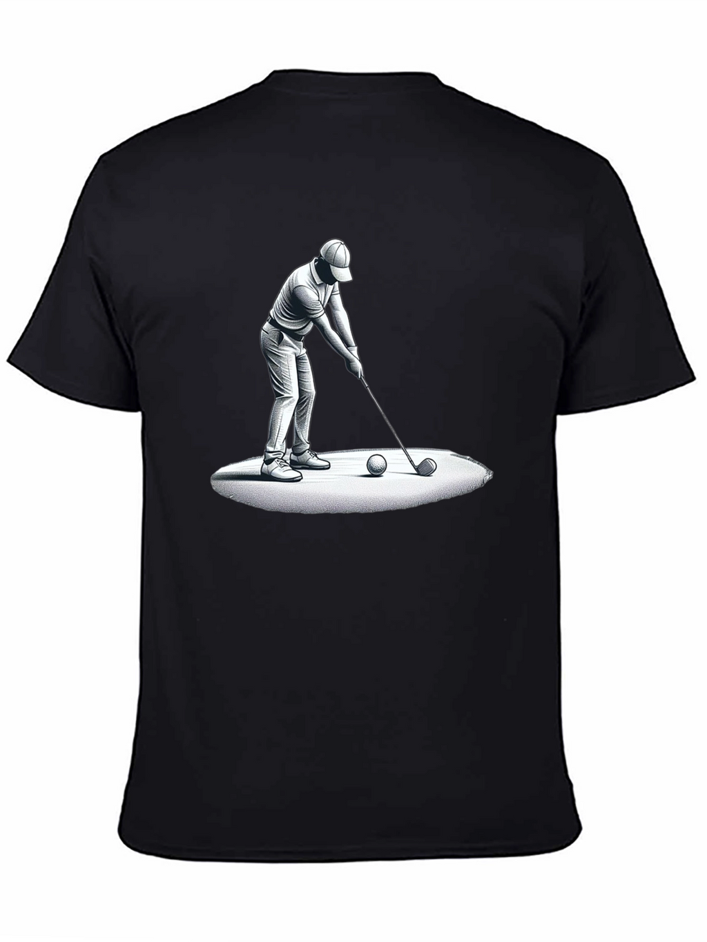 Golfer Graphic Tee - Black Cotton T-Shirt