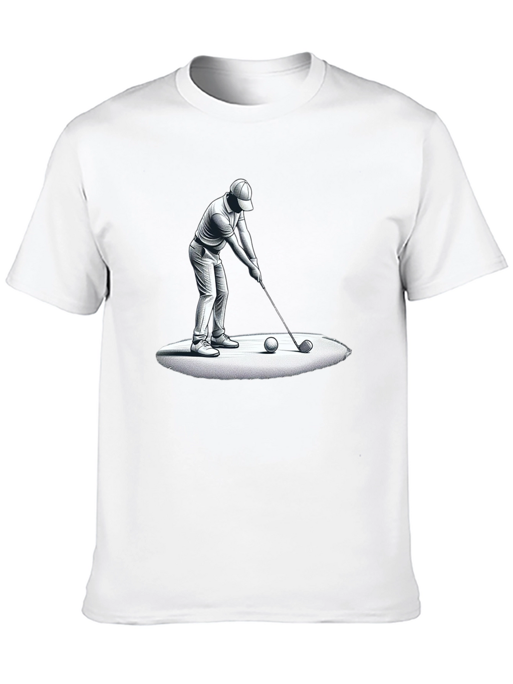 Golfer Graphic Tee - Black Cotton T-Shirt