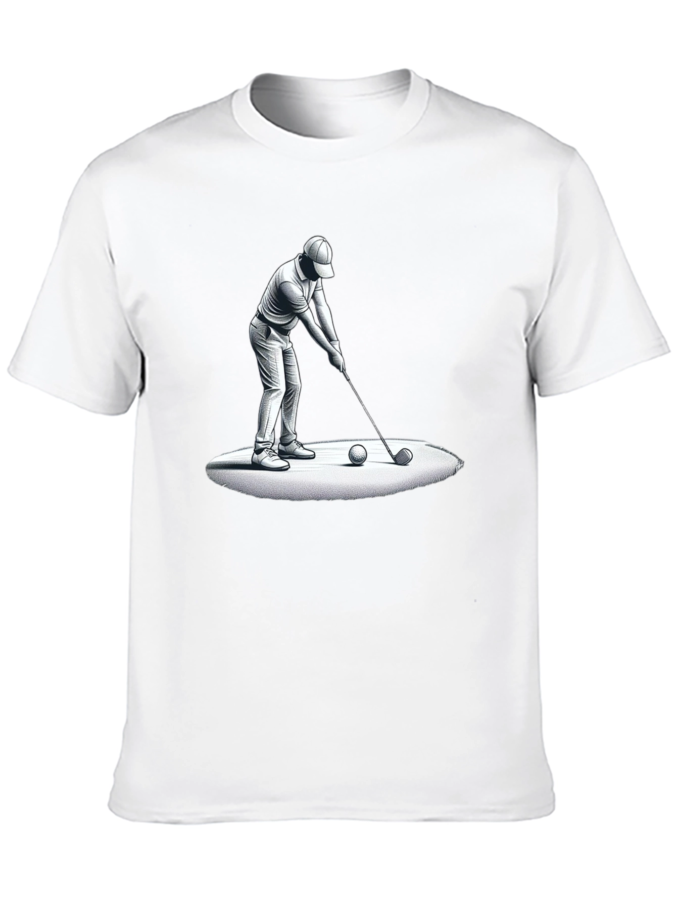 Golfer Graphic Tee - Black Cotton T-Shirt