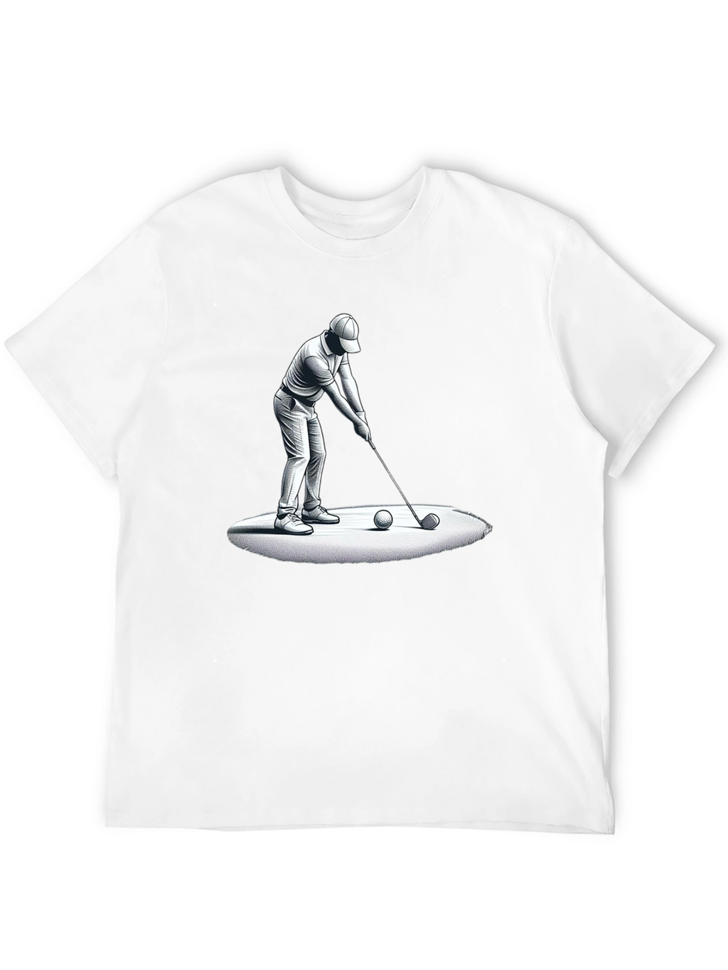 Golfer Graphic Tee - Black Cotton T-Shirt