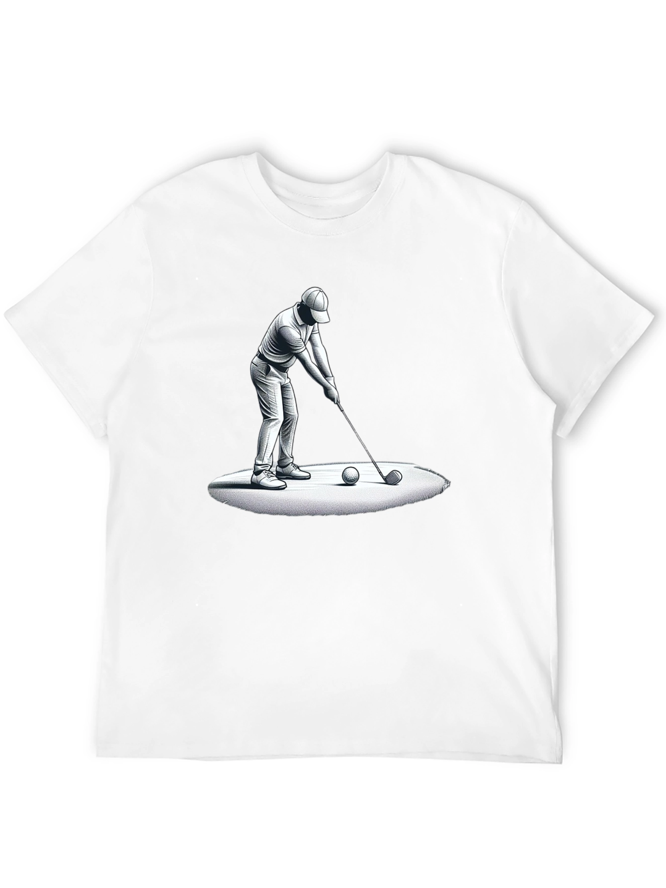 Golfer Graphic Tee - Black Cotton T-Shirt