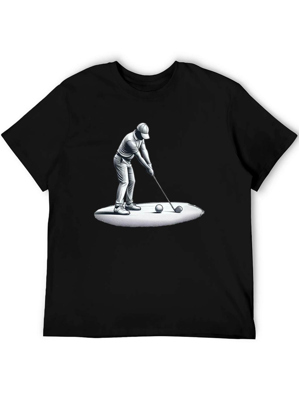 Golfer Graphic Tee - Black Cotton T-Shirt