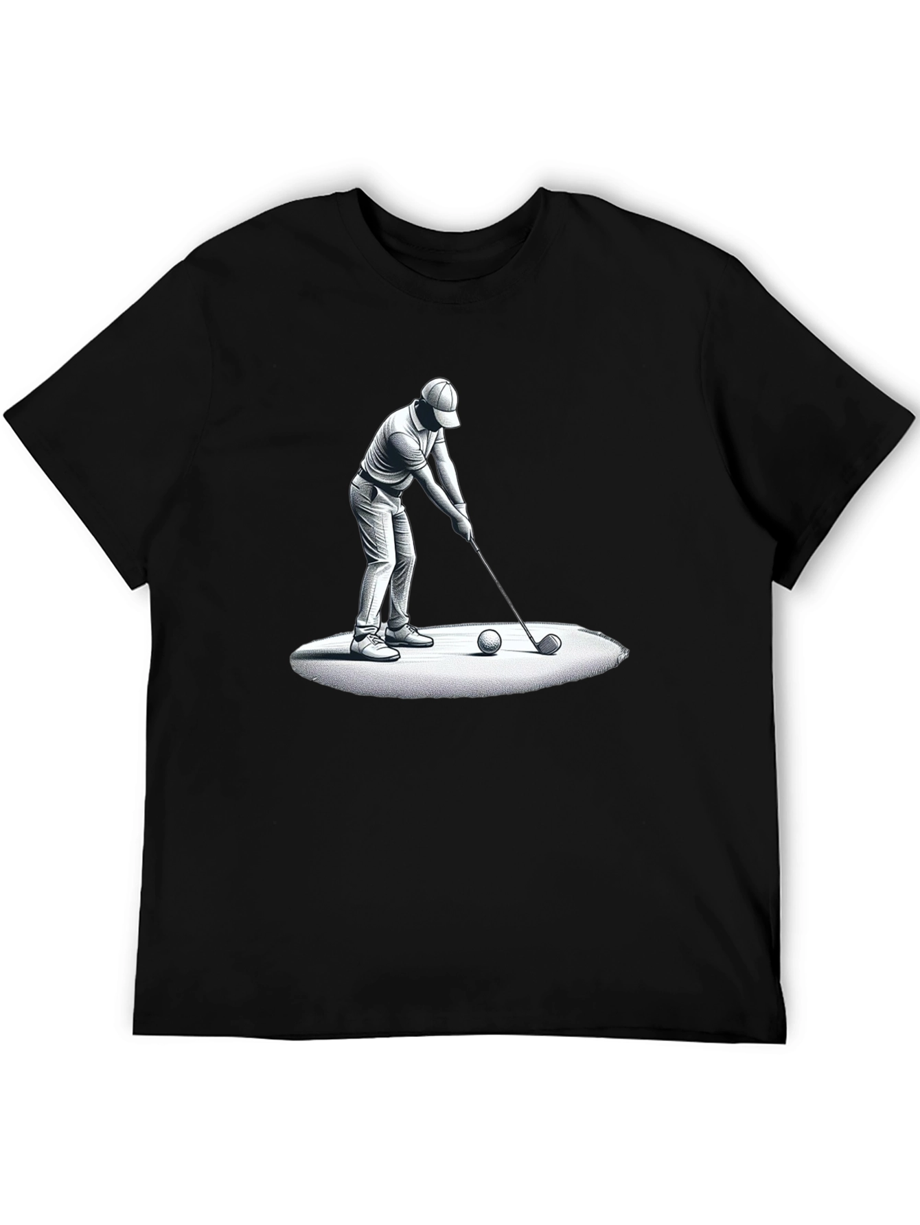 Golfer Graphic Tee - Black Cotton T-Shirt