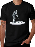 Golfer Graphic Tee - Black Cotton T-Shirt
