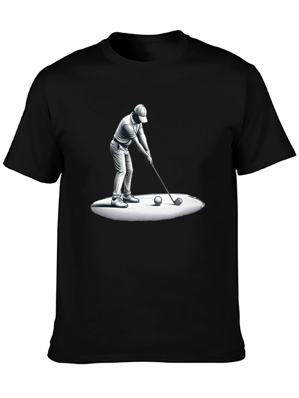 Golfer Graphic Tee - Black Cotton T-Shirt