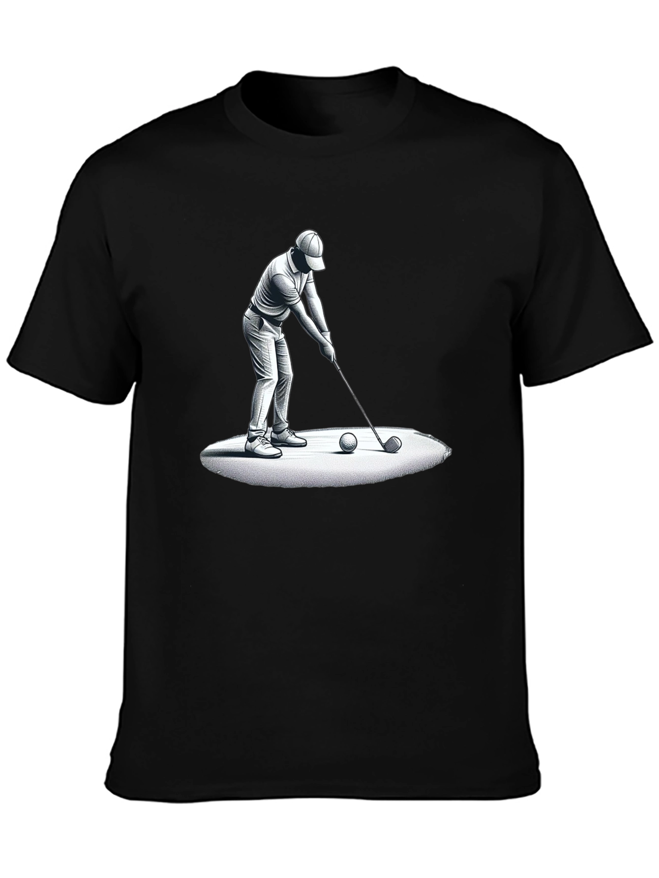 Golfer Graphic Tee - Black Cotton T-Shirt