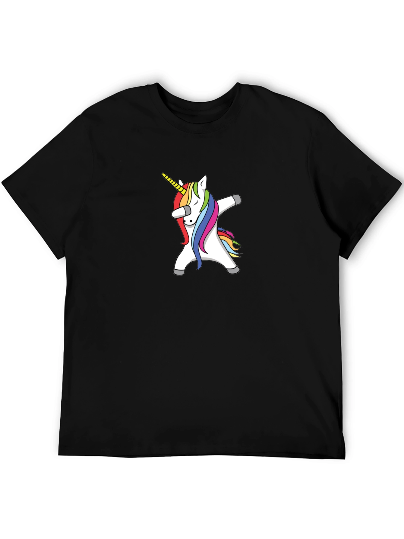 Dabbing Unicorn Graphic Tee - Black Cotton Blend Shirt