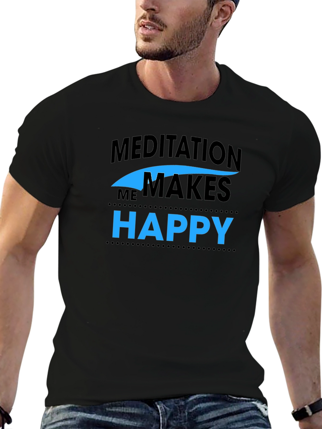 Meditation Makes Me Happy Black T-Shirt
