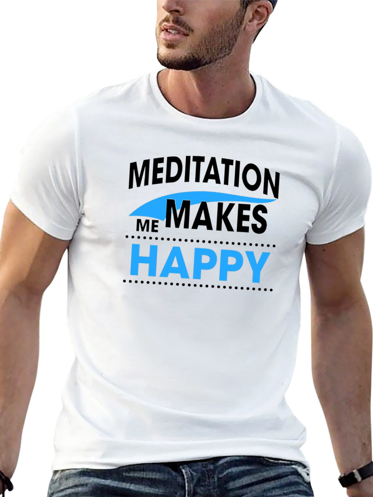 Meditation Makes Me Happy Black T-Shirt