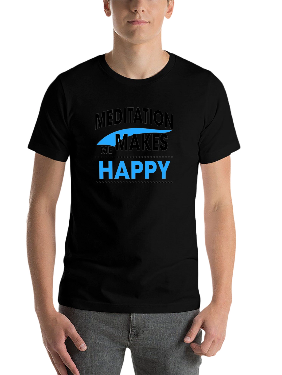 Meditation Makes Me Happy Black T-Shirt