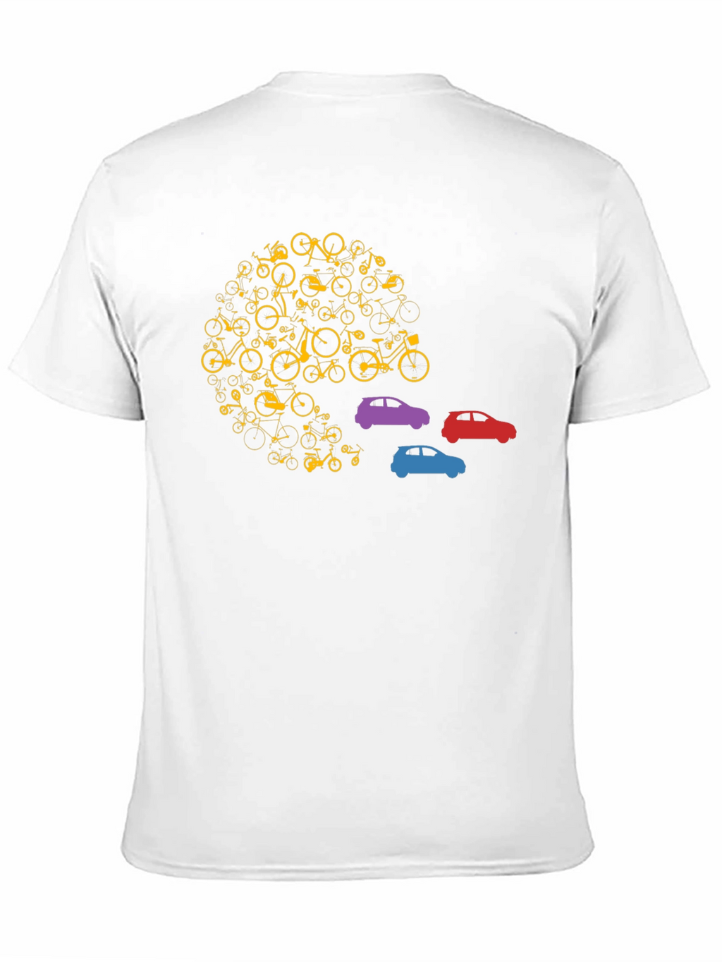 Unique Bicycle and Car Graphic T-Shirt - Black