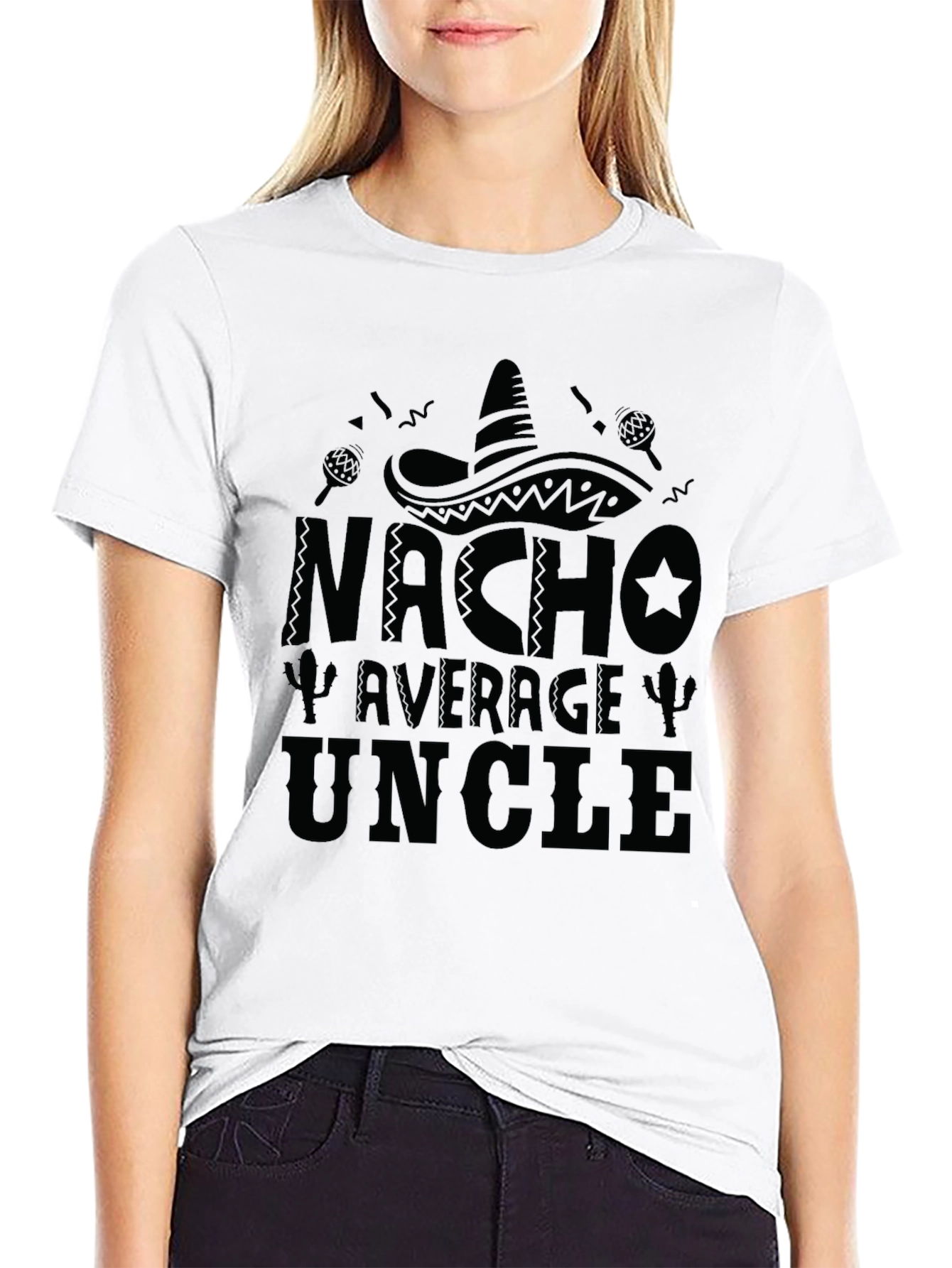 Nacho Average Uncle Black Graphic T-Shirt