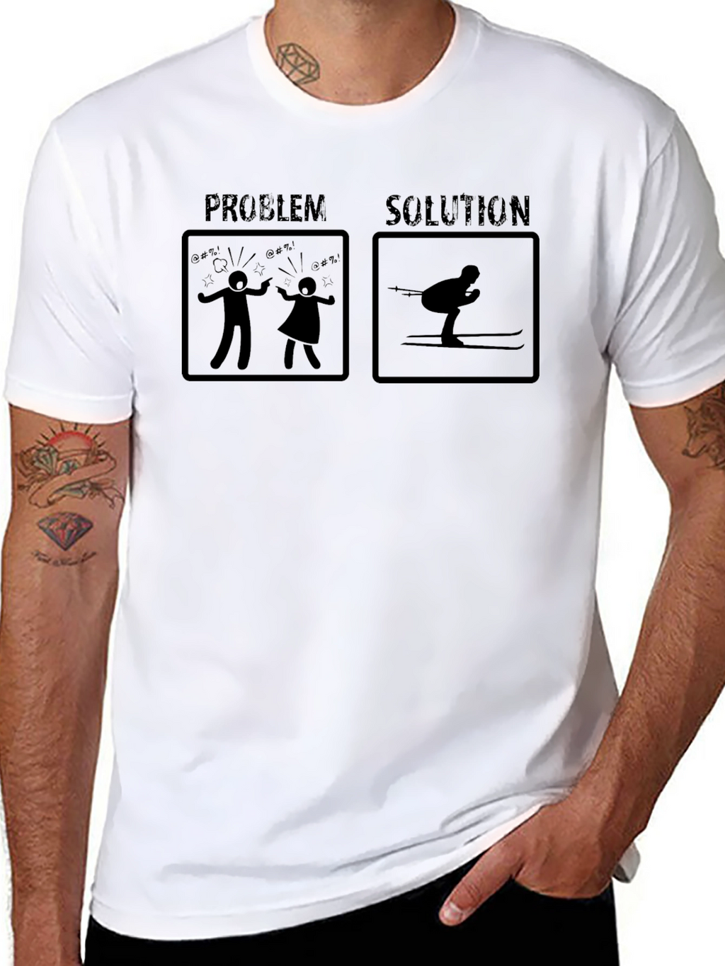 Problem Solution Skiing T-Shirt Funny Ski Gift