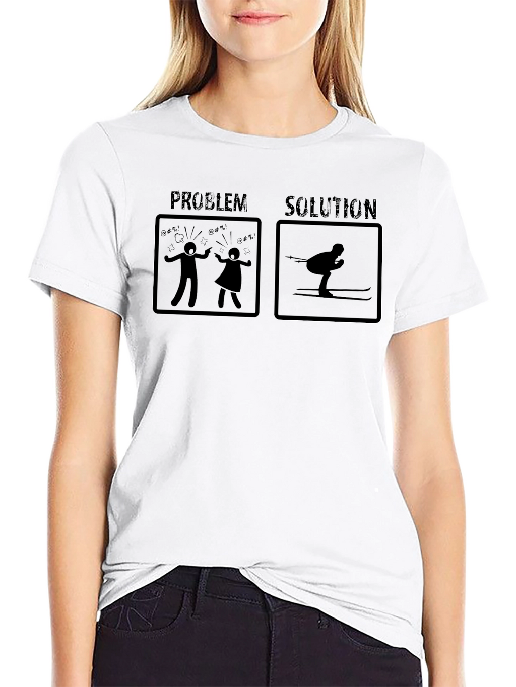 Problem Solution Skiing T-Shirt Funny Ski Gift