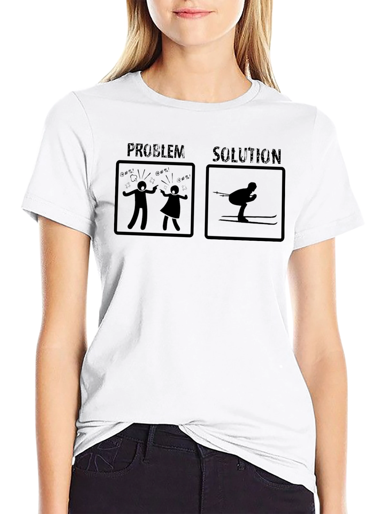 Problem Solution Skiing T-Shirt Funny Ski Gift
