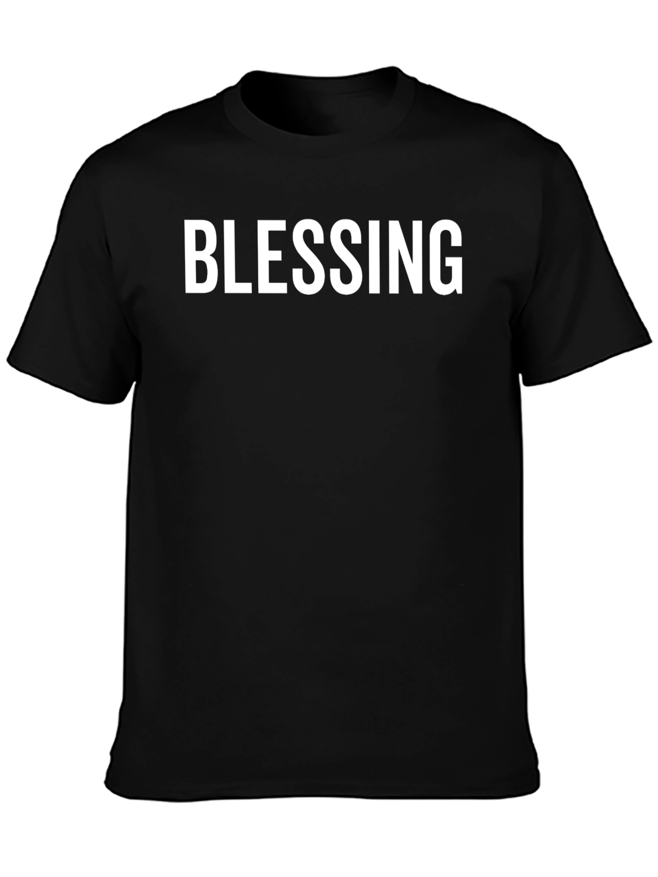 Blessing Graphic Tee - Solid Black Crew Neck T-Shirt