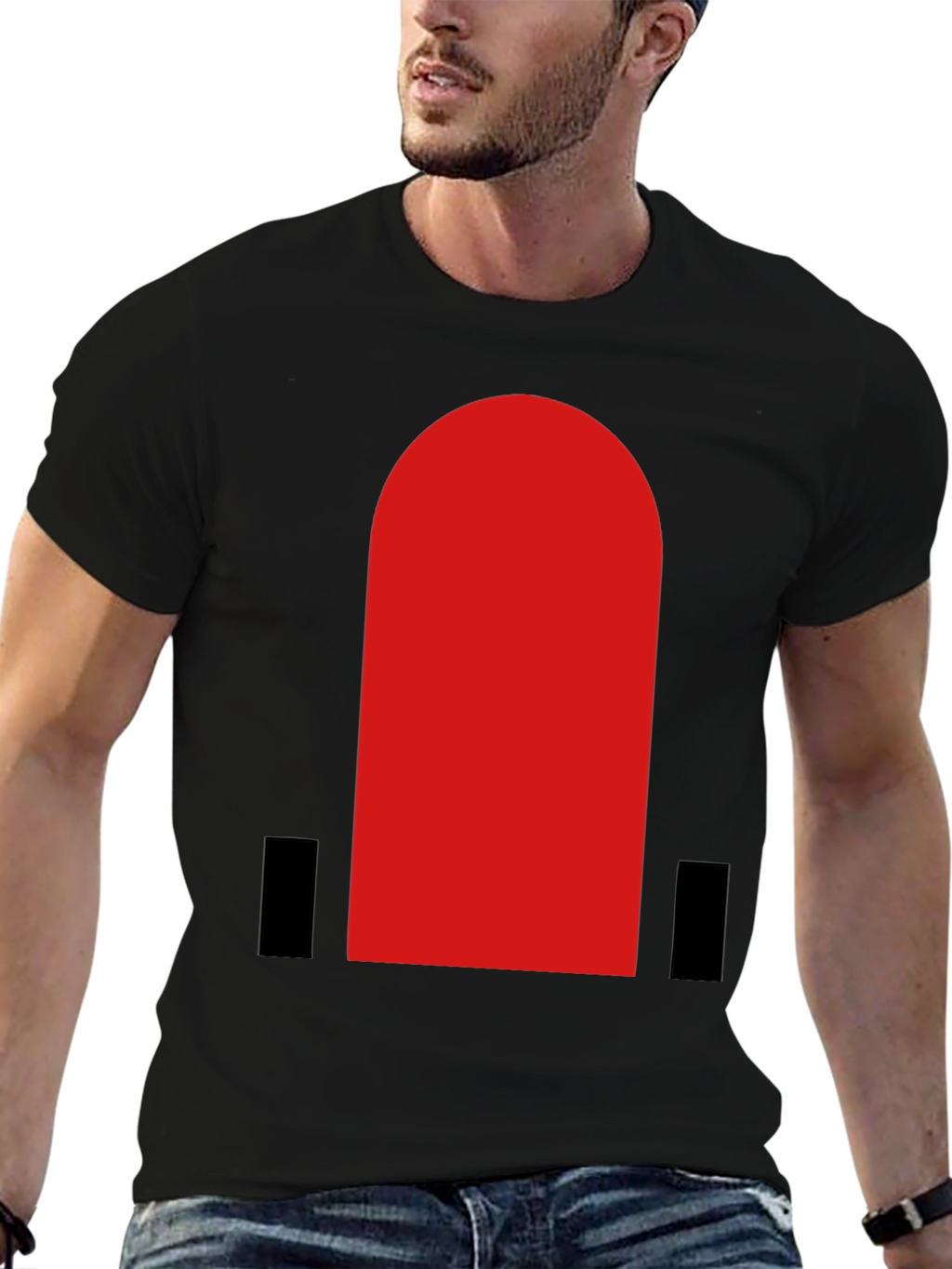 Bold Red Arch Graphic Black T-Shirt