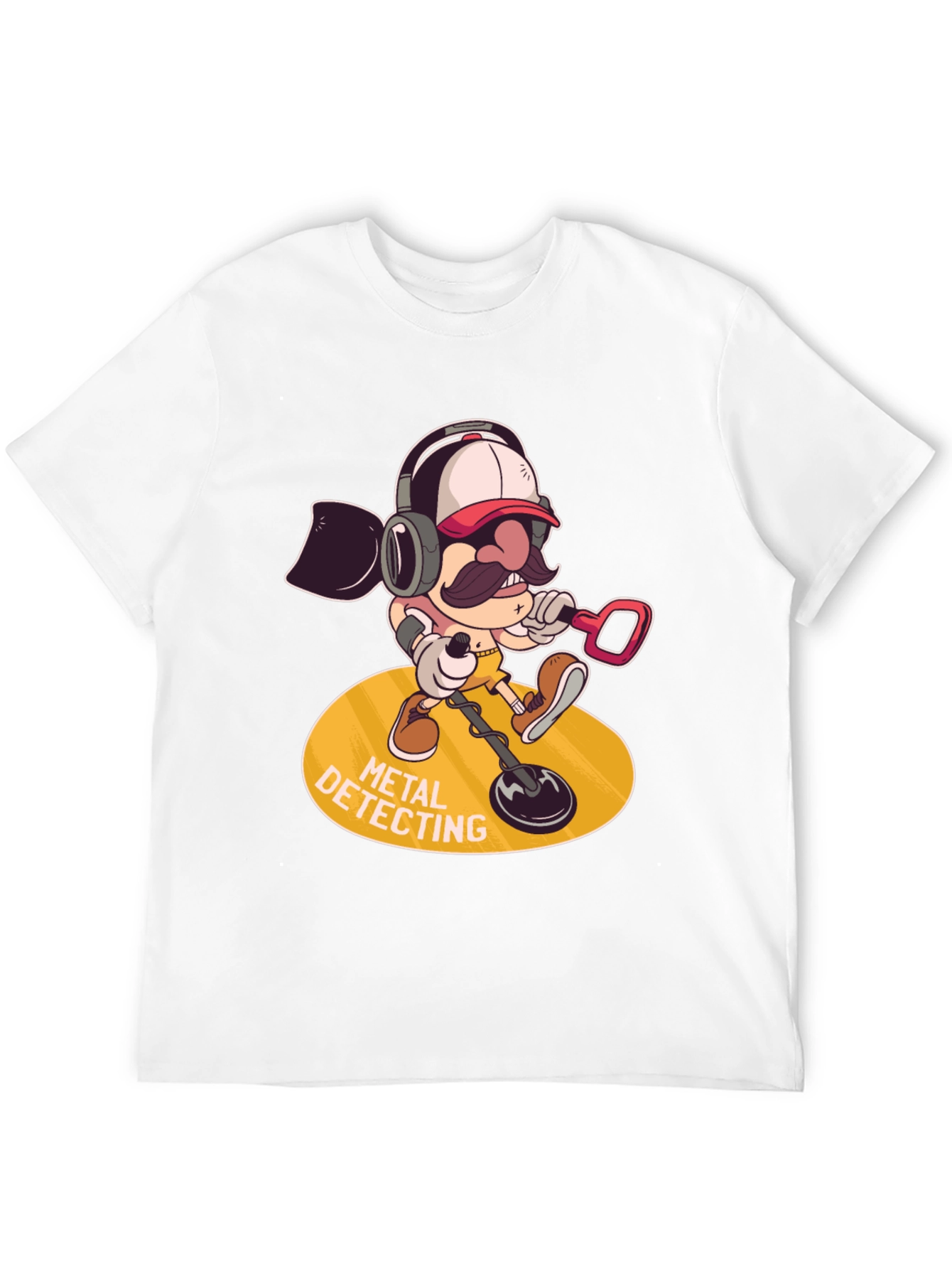Metal Detecting Cartoon Graphic Tee - Black