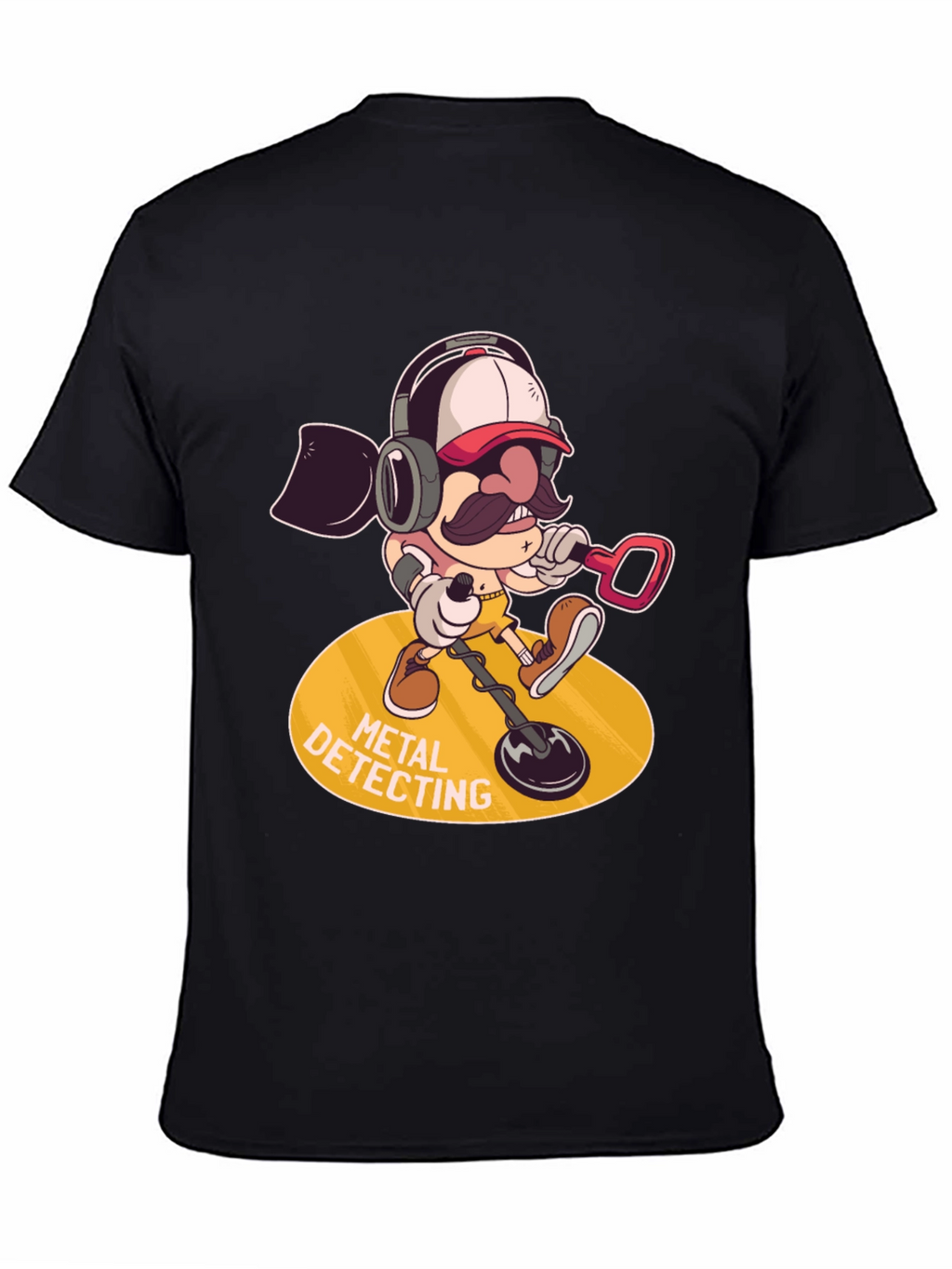 Metal Detecting Cartoon Graphic Tee - Black