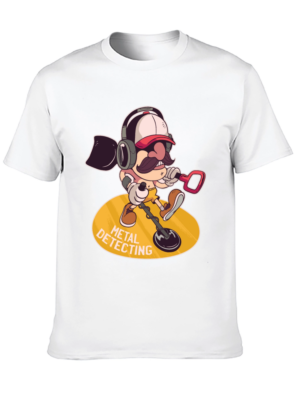 Metal Detecting Cartoon Graphic Tee - Black