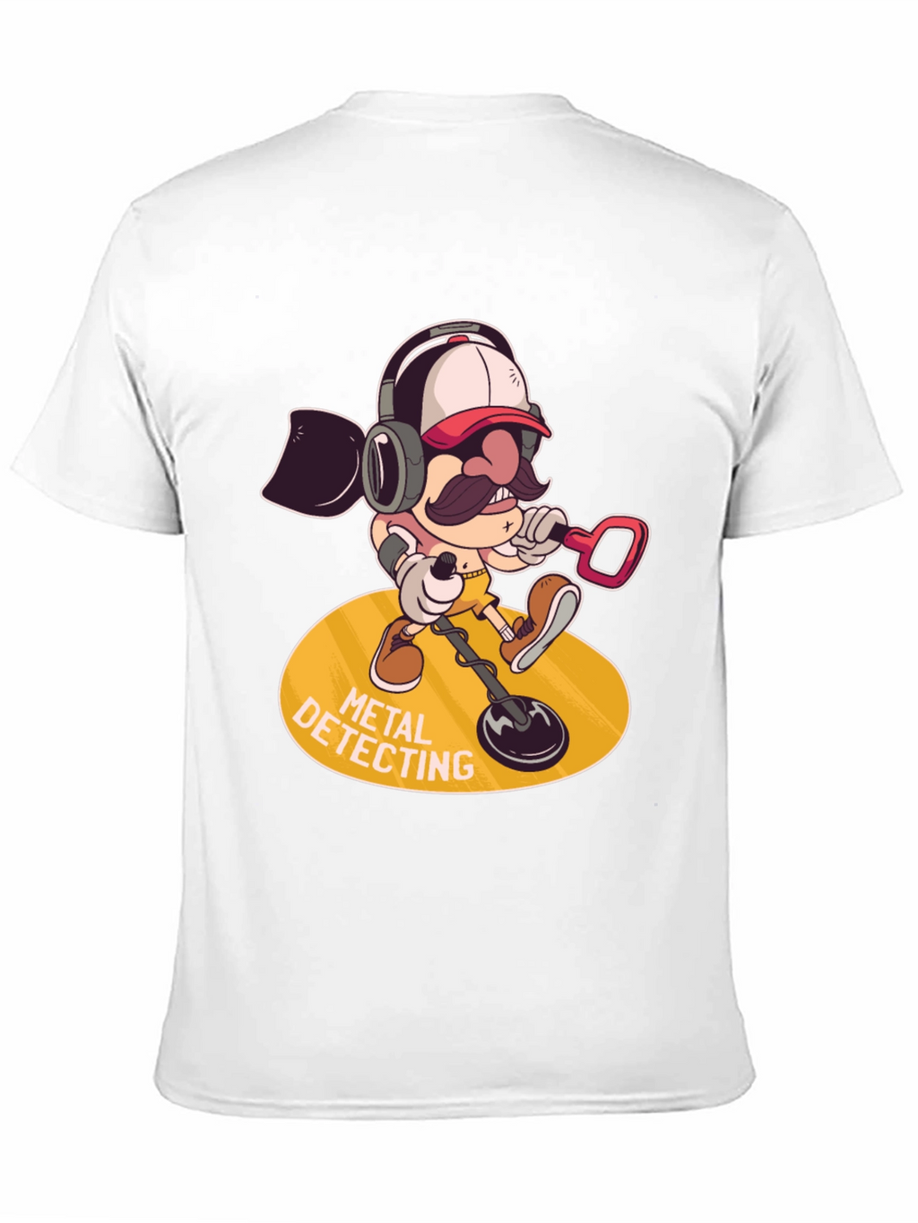 Metal Detecting Cartoon Graphic Tee - Black