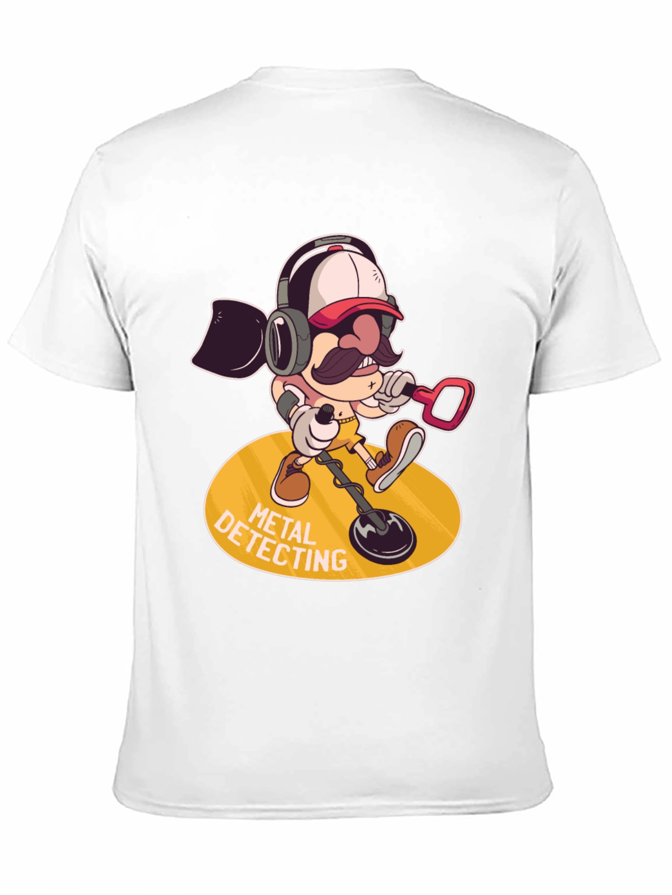 Metal Detecting Cartoon Graphic Tee - Black