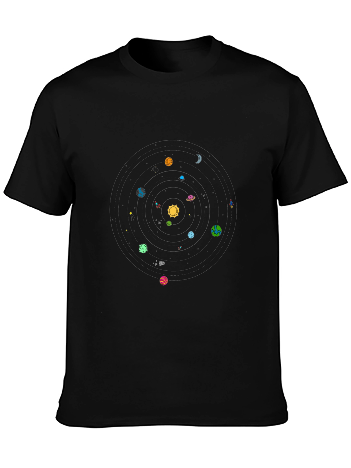 Planetary System Graphic Black T-Shirt