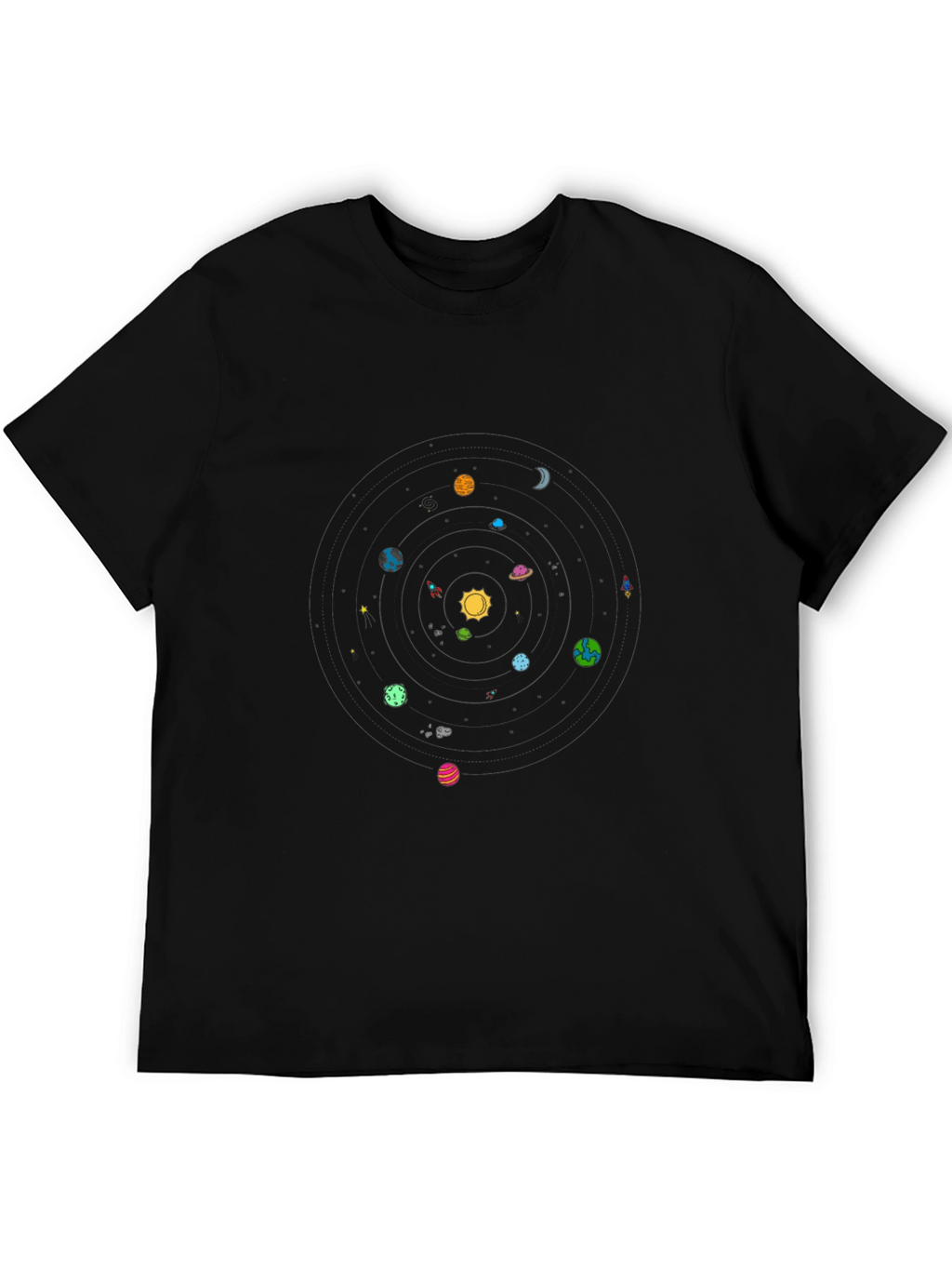 Planetary System Graphic Black T-Shirt