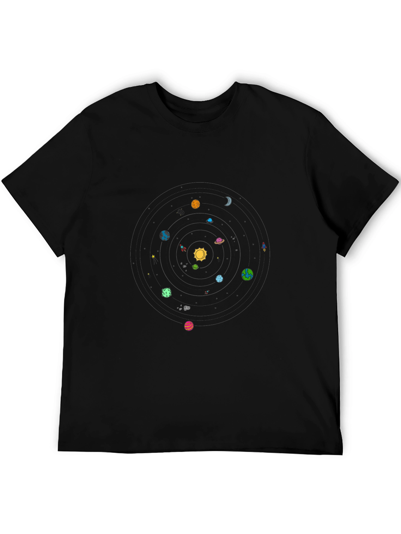 Planetary System Graphic Black T-Shirt