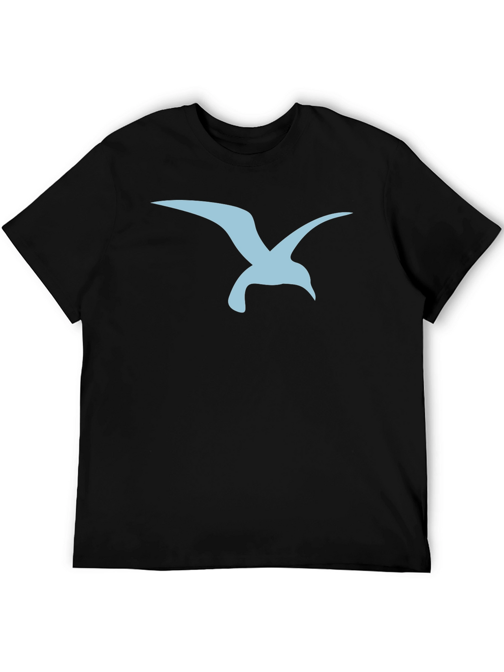 Mens Black T-Shirt with Blue Seagull Graphic