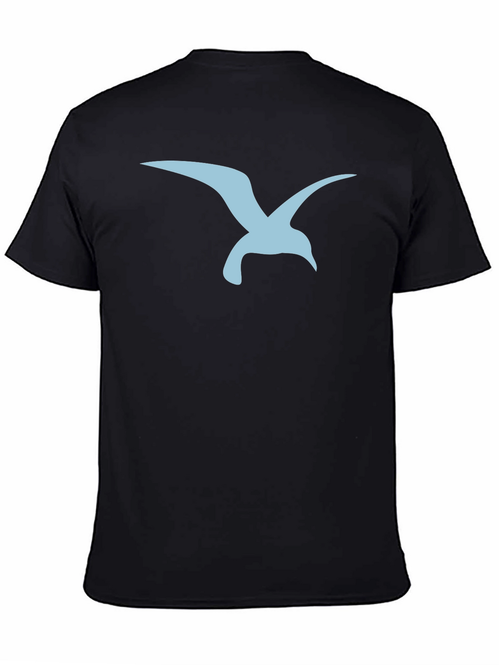 Mens Black T-Shirt with Blue Seagull Graphic