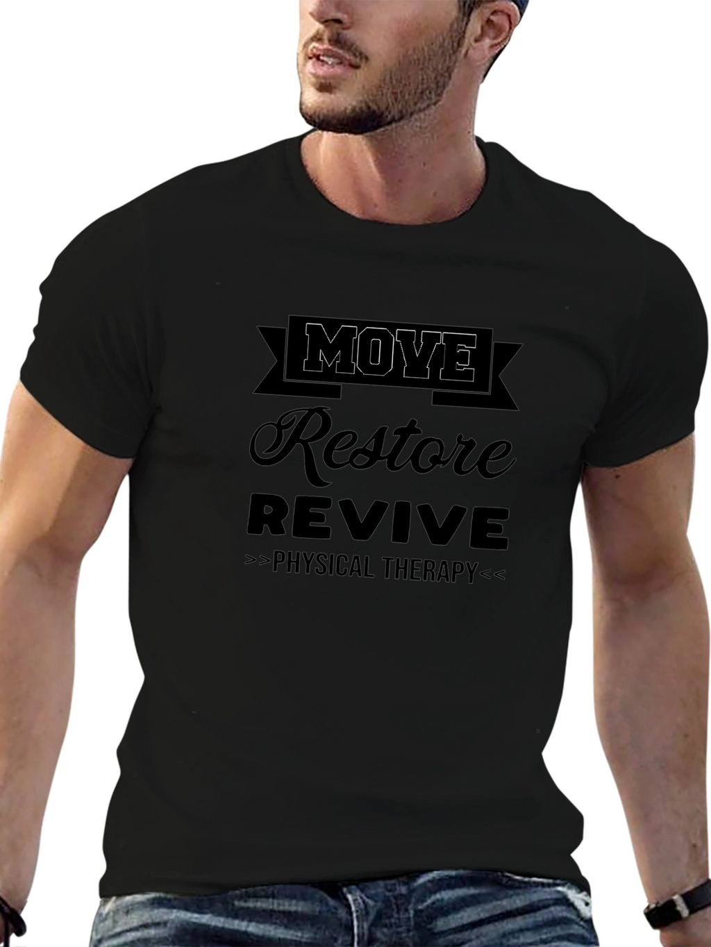 Move Restore Revive Physical Therapy Black T-Shirt