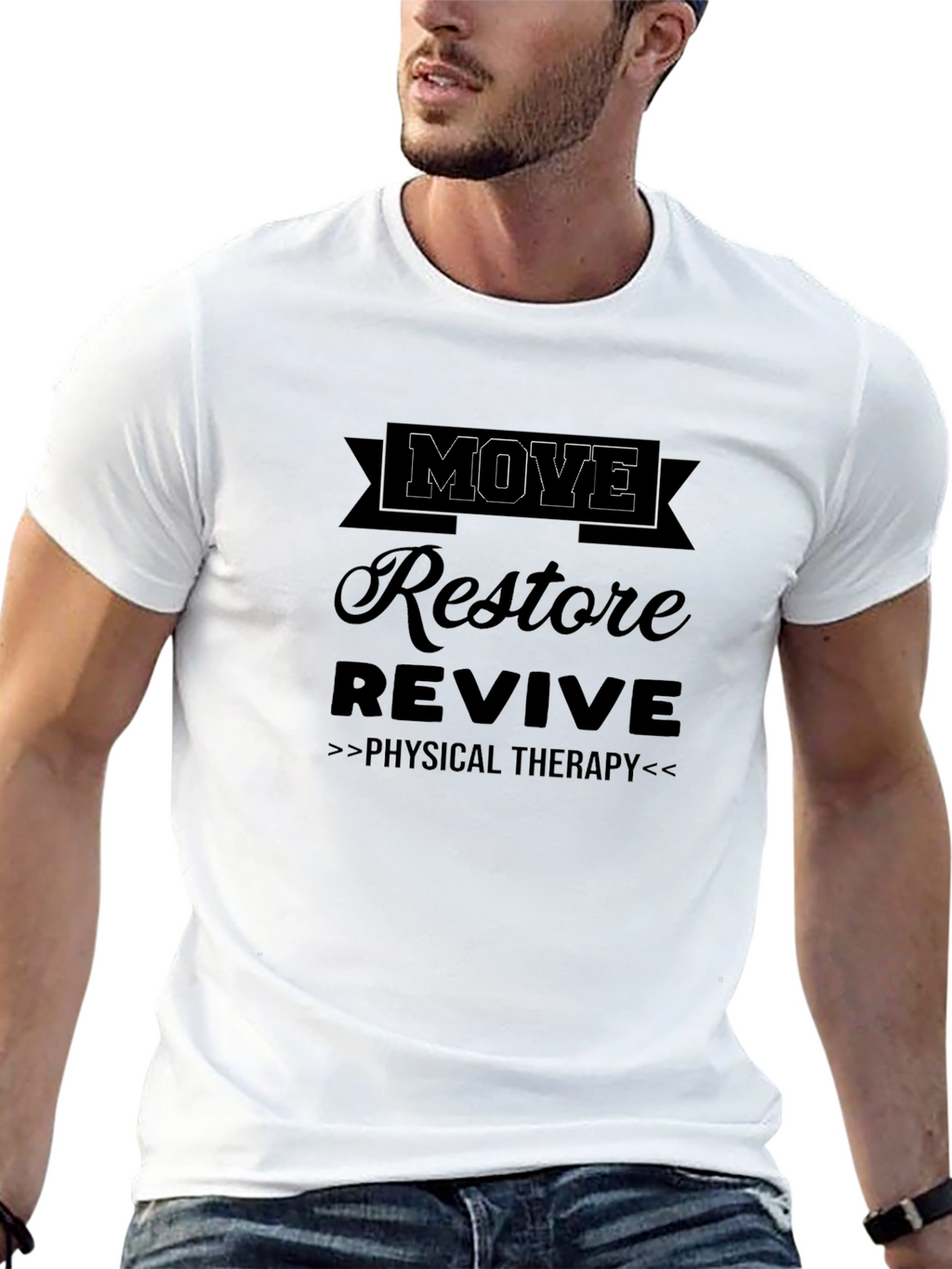 Move Restore Revive Physical Therapy Black T-Shirt