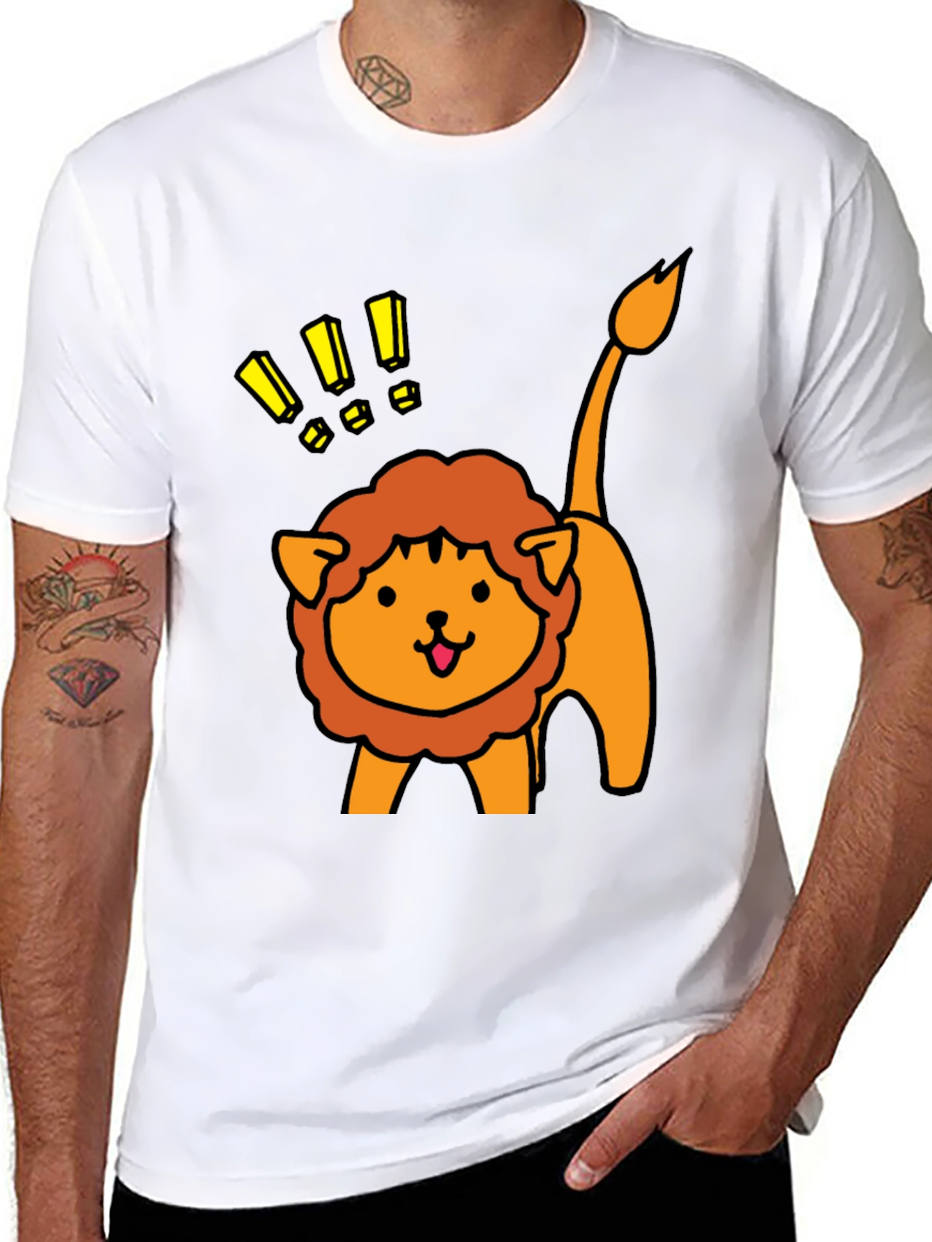 Cute Lion Graphic Tee - Black Cotton T-Shirt