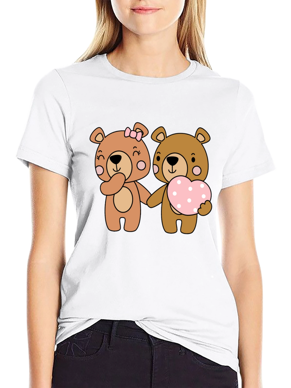 Bear Love Couple Black T-Shirt