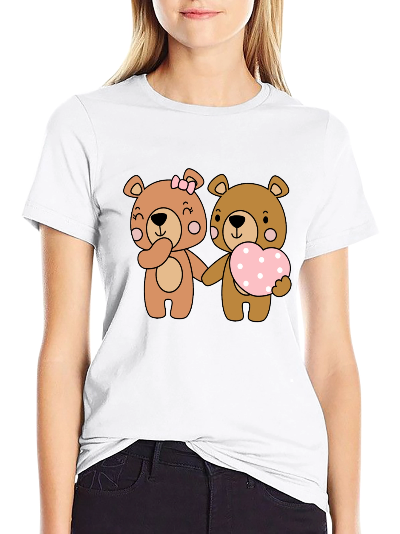 Bear Love Couple Black T-Shirt