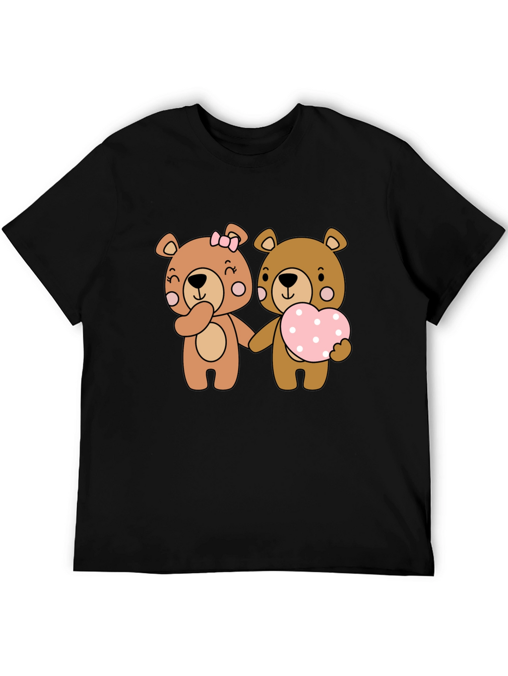 Bear Love Couple Black T-Shirt