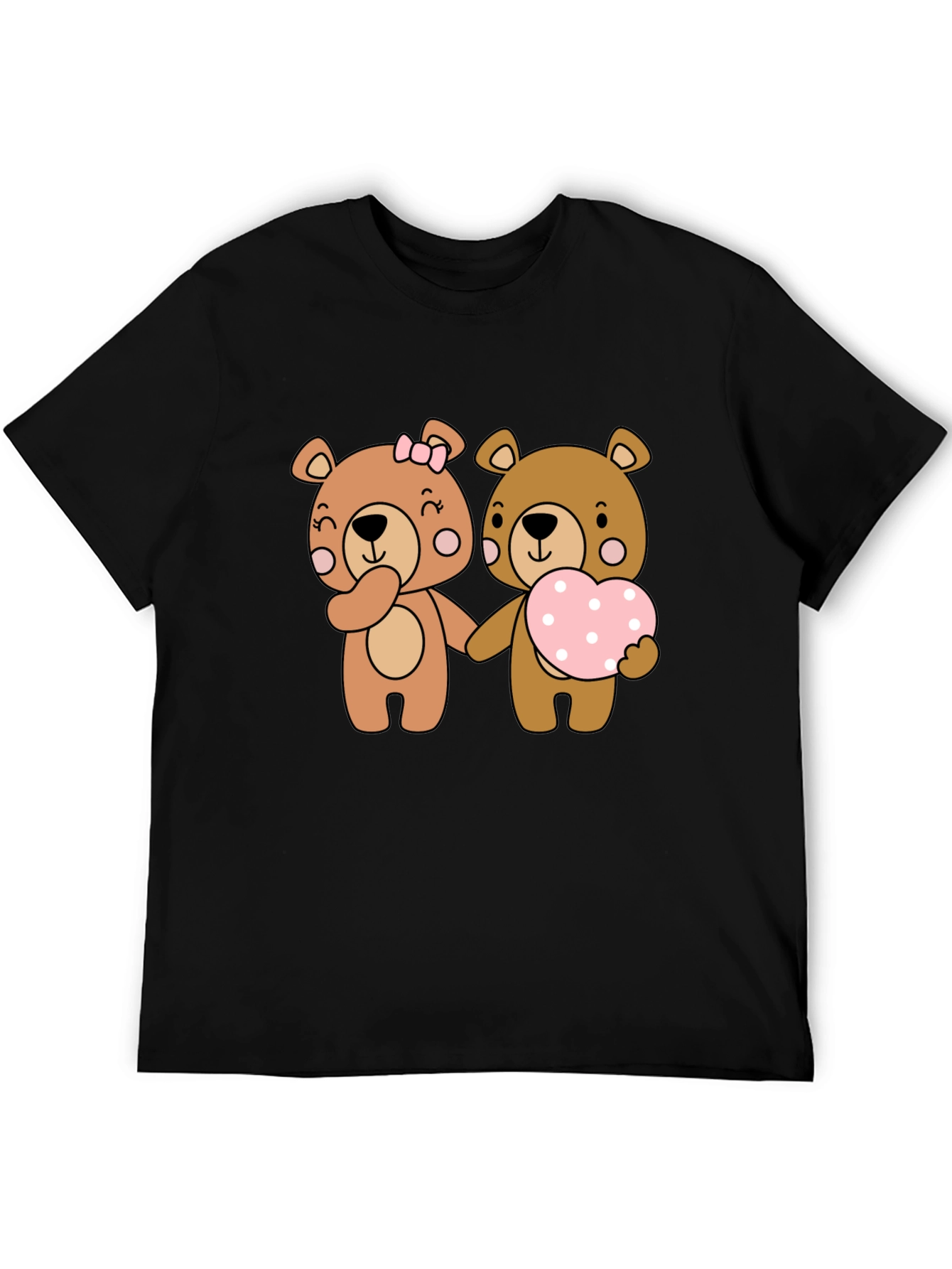Bear Love Couple Black T-Shirt