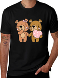 Bear Love Couple Black T-Shirt