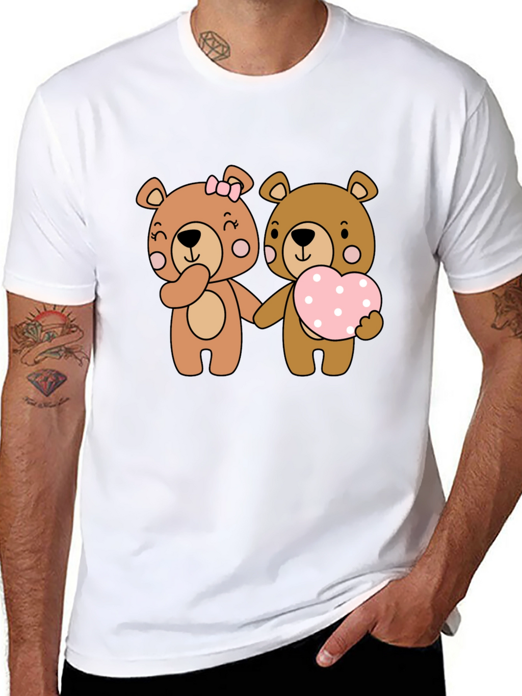 Bear Love Couple Black T-Shirt