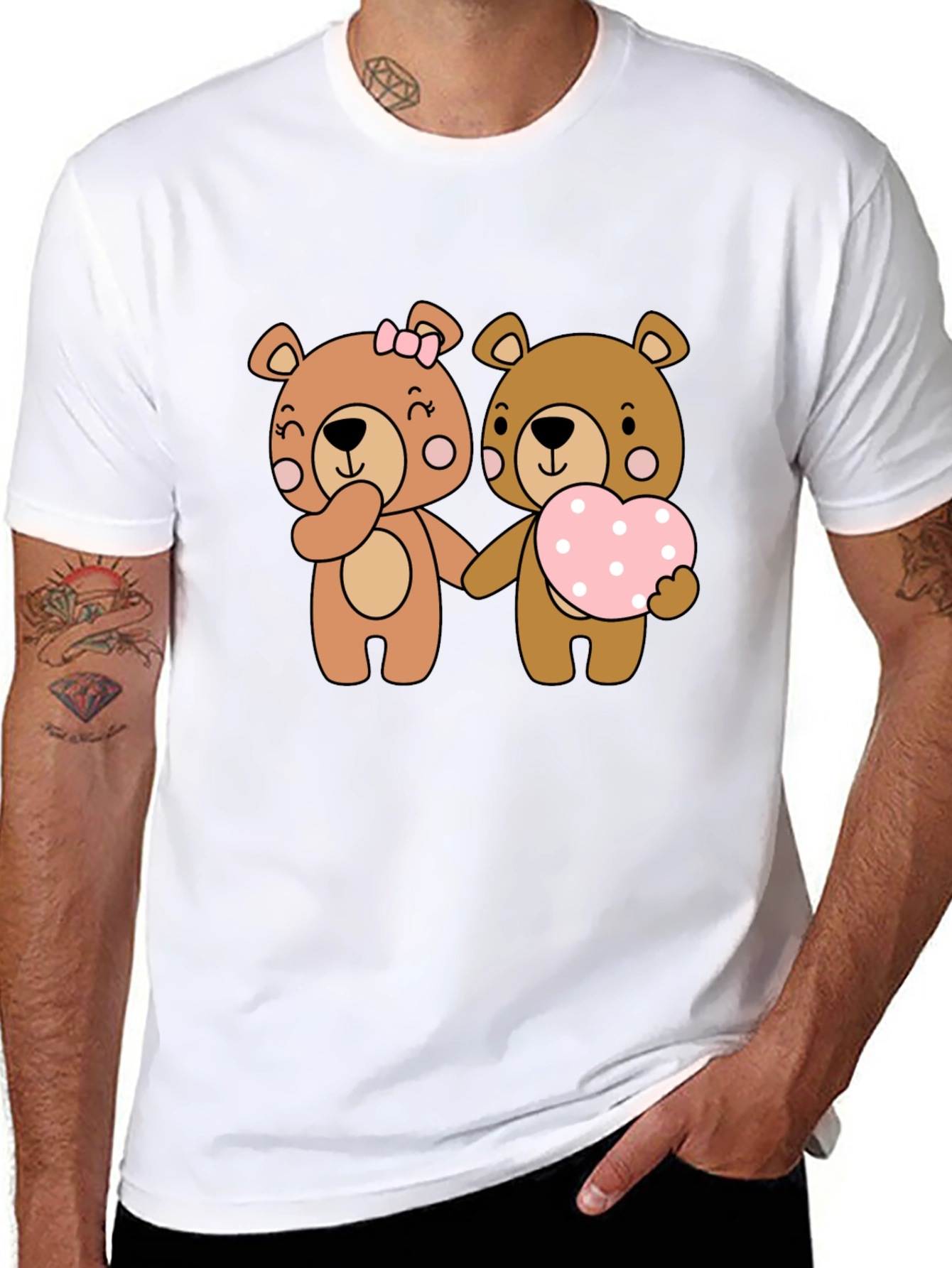 Bear Love Couple Black T-Shirt