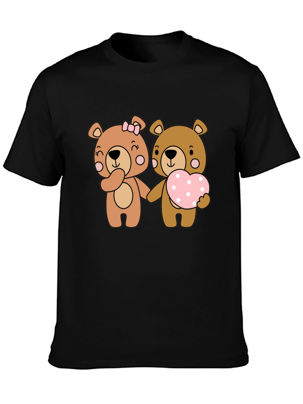 Bear Love Couple Black T-Shirt