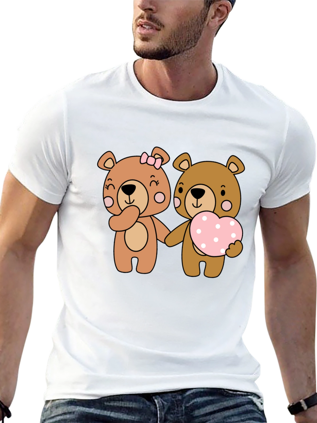 Bear Love Couple Black T-Shirt