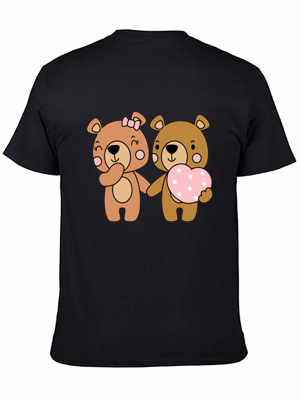 Bear Love Couple Black T-Shirt