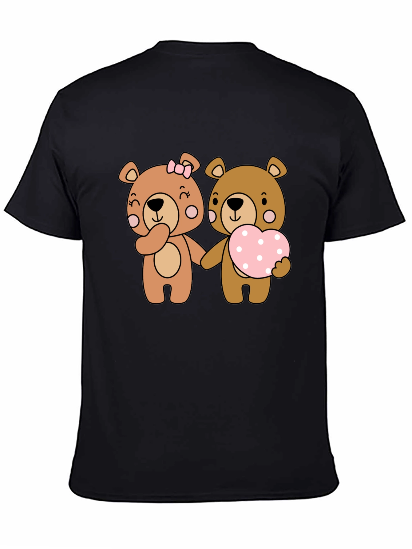 Bear Love Couple Black T-Shirt