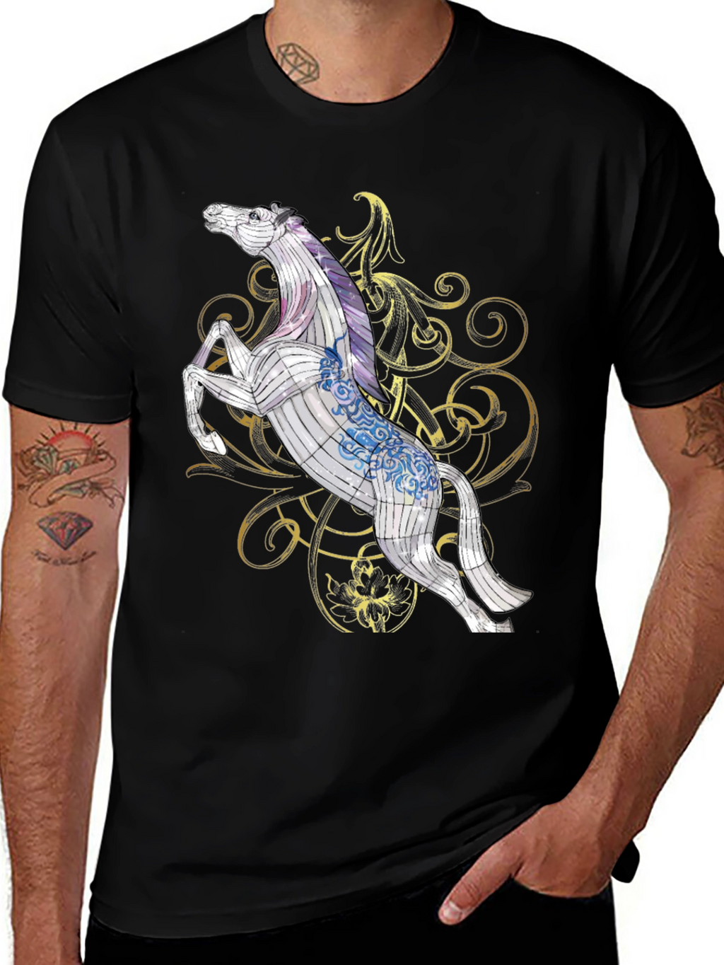 Horse Graphic Tee - Stylish Black T-Shirt