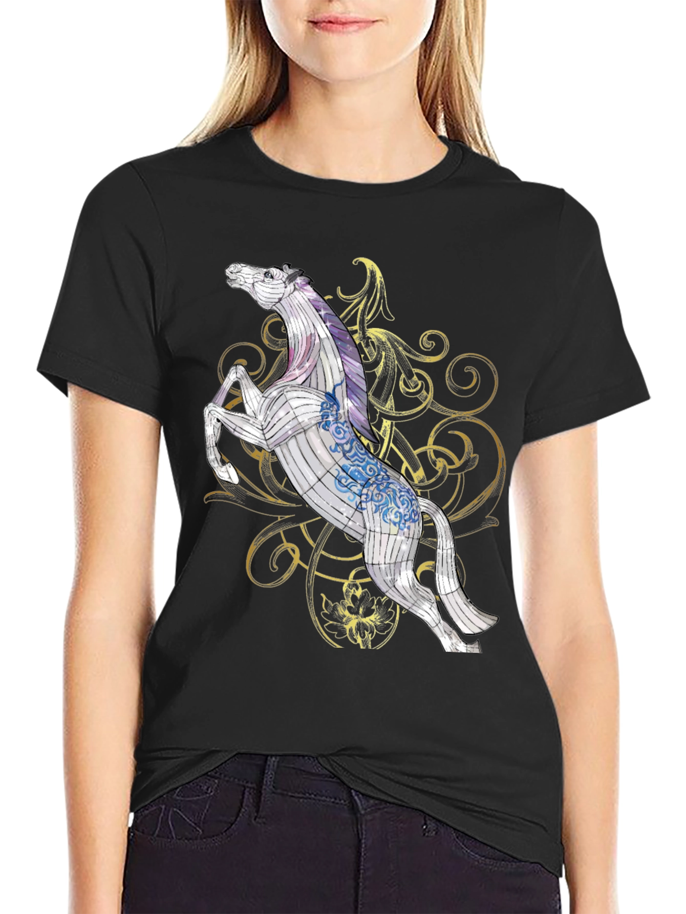 Horse Graphic Tee - Stylish Black T-Shirt